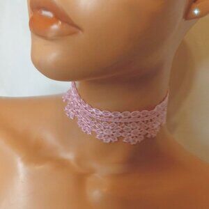 Pink Lace Choker, Date Night Choker, Prom Choker, Bridesmaid Necklace, Chokers